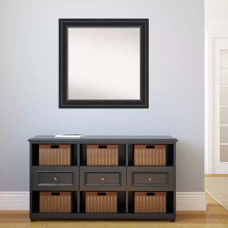 32" x 32" Non-Beveled Black Bathroom Wall Mirror