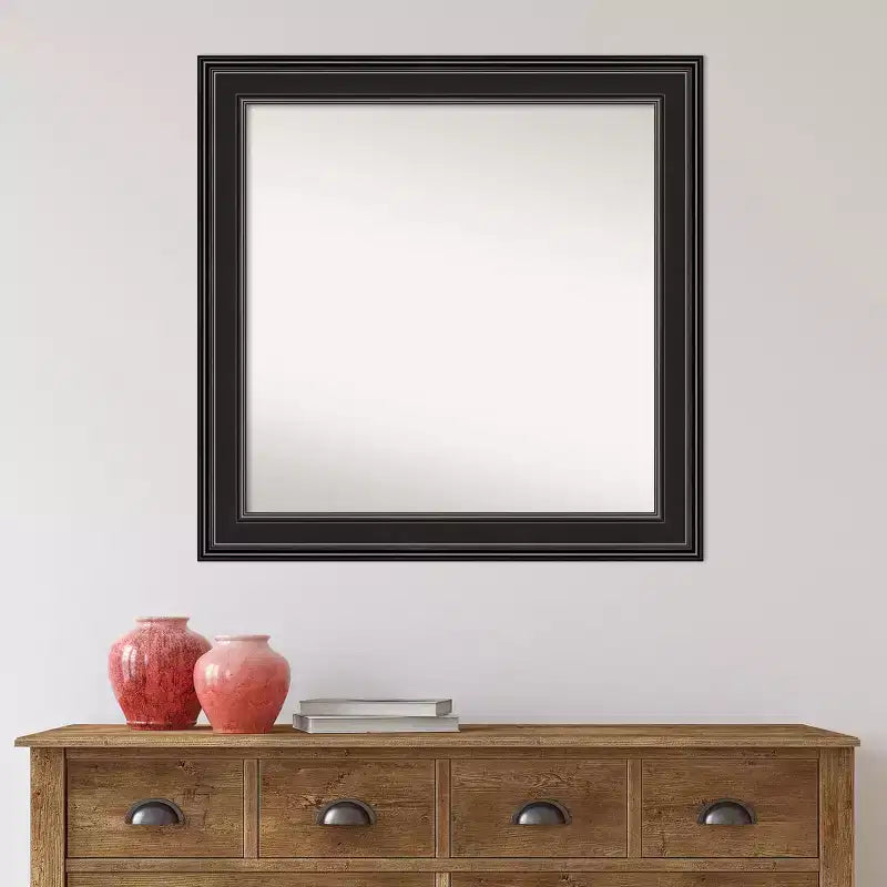 32" x 32" Non-Beveled Black Bathroom Wall Mirror