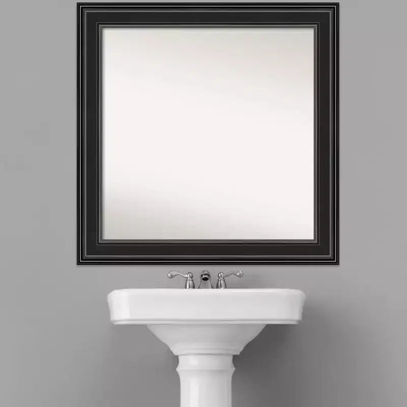 32" x 32" Non-Beveled Black Bathroom Wall Mirror