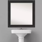 32" x 32" Non-Beveled Black Bathroom Wall Mirror