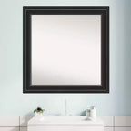 32" x 32" Non-Beveled Black Bathroom Wall Mirror