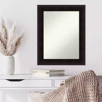 24" x 30" Non-Beveled Espresso Wood Wall Mirror -: Modern Rectangular Vanity, Includes Mount Hardware