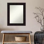24" x 30" Non-Beveled Espresso Wood Wall Mirror -: Modern Rectangular Vanity, Includes Mount Hardware