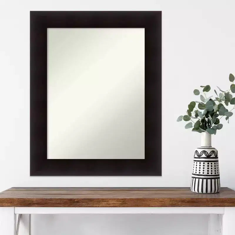 24" x 30" Non-Beveled Espresso Wood Wall Mirror -: Modern Rectangular Vanity, Includes Mount Hardware