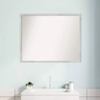 30" x 24" Non-Beveled Silver Wood Bathroom Wall Mirror -: Modern Rectangle, Wall Mount