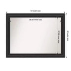 44" x 33" Non-Beveled Black Wall Mirror -: Modern Rectangle, Polystyrene Frame, Includes Mount Hardware