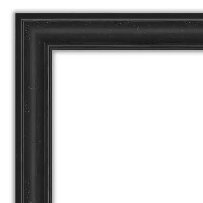 44" x 33" Non-Beveled Black Wall Mirror -: Modern Rectangle, Polystyrene Frame, Includes Mount Hardware