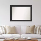 44" x 33" Non-Beveled Black Wall Mirror -: Modern Rectangle, Polystyrene Frame, Includes Mount Hardware