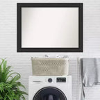 44" x 33" Non-Beveled Black Wall Mirror -: Modern Rectangle, Polystyrene Frame, Includes Mount Hardware