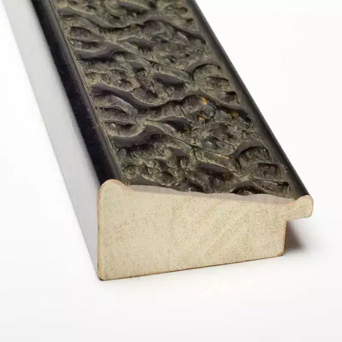 23" x 29" Non-Beveled Embossed Black Wood Wall Mirror
