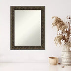 23" x 29" Non-Beveled Embossed Black Wood Wall Mirror