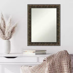 23" x 29" Non-Beveled Embossed Black Wood Wall Mirror