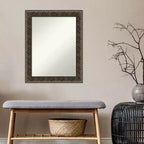 23" x 29" Non-Beveled Embossed Black Wood Wall Mirror