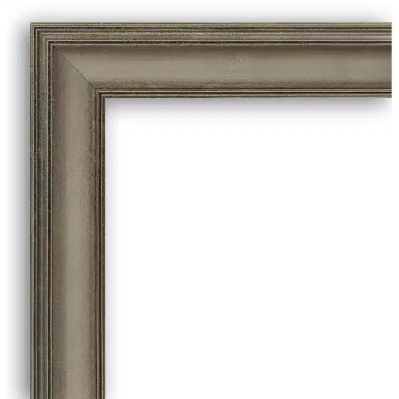 32" x 32" Non-Beveled Antique Silver Narrow Wood Wall Mirror -: Modern Square, Includes Mount Hardware