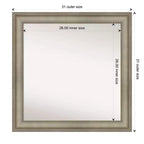 32" x 32" Non-Beveled Antique Silver Narrow Wood Wall Mirror -: Modern Square, Includes Mount Hardware