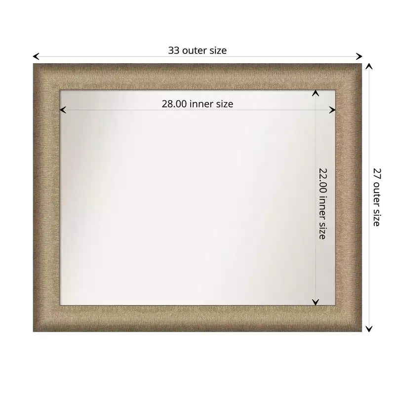 33" x 27" Bathroom Wall Mirror Brushed Bronze -: Polystyrene Frame, Wall Mount