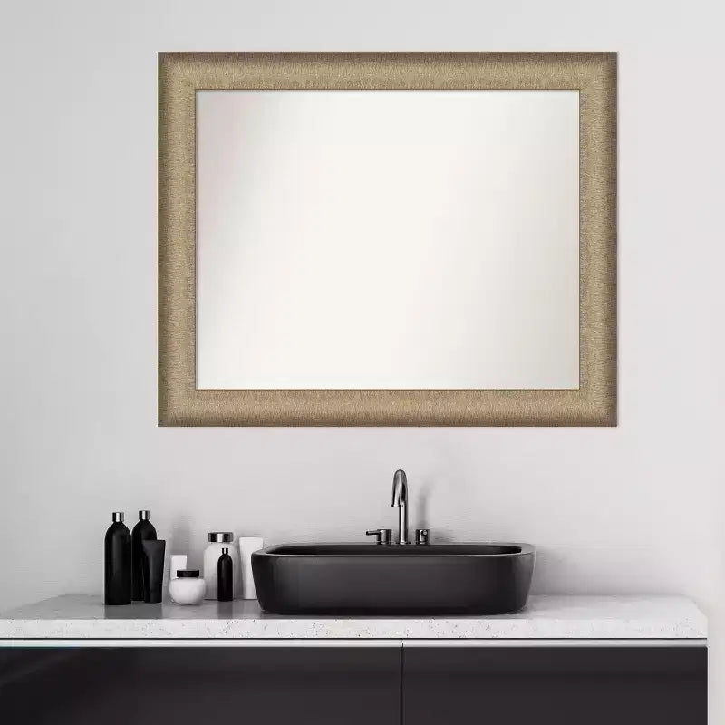 33" x 27" Bathroom Wall Mirror Brushed Bronze -: Polystyrene Frame, Wall Mount