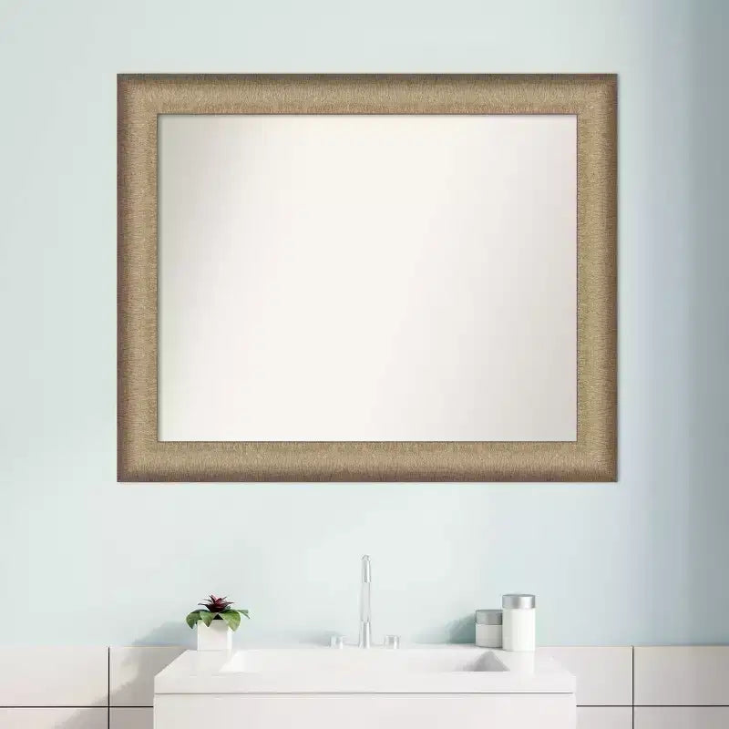 33" x 27" Bathroom Wall Mirror Brushed Bronze -: Polystyrene Frame, Wall Mount