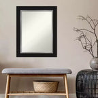 24" x 30" Non-Beveled Black Silver Wall Mirror -: Modern Rectangular Vanity Decor