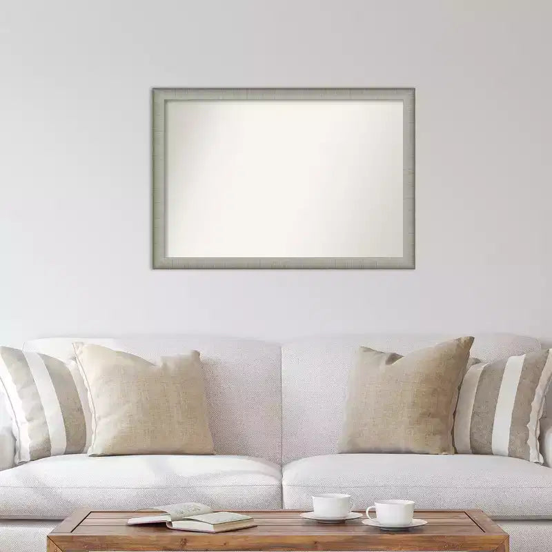 39" x 27" Non-Beveled Brushed Pewter Narrow Wall Mirror