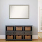 39" x 27" Non-Beveled Brushed Pewter Narrow Wall Mirror