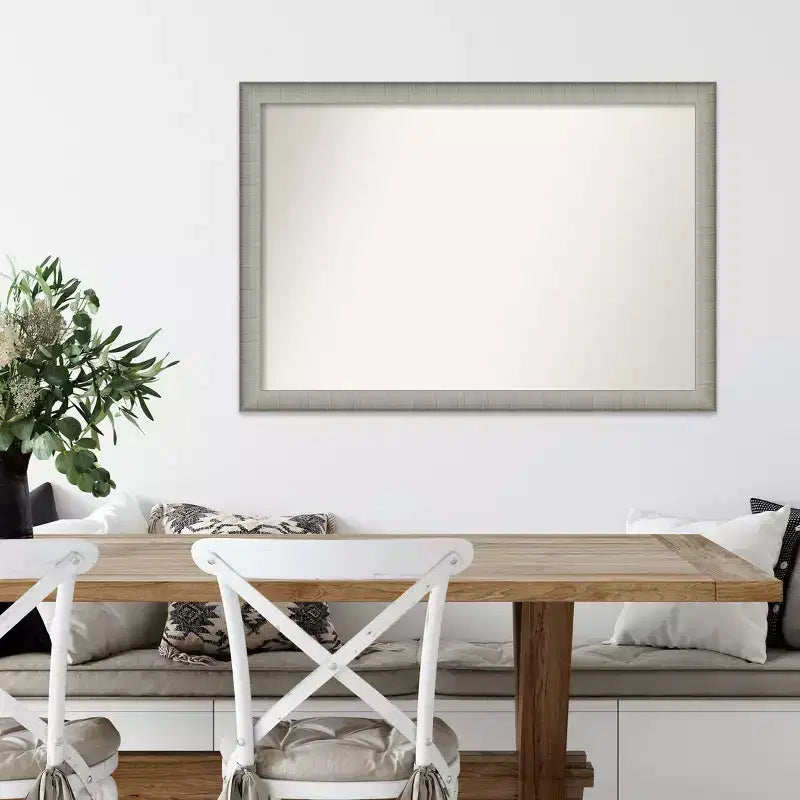 39" x 27" Non-Beveled Brushed Pewter Narrow Wall Mirror