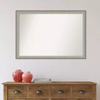 39" x 27" Non-Beveled Brushed Pewter Narrow Wall Mirror