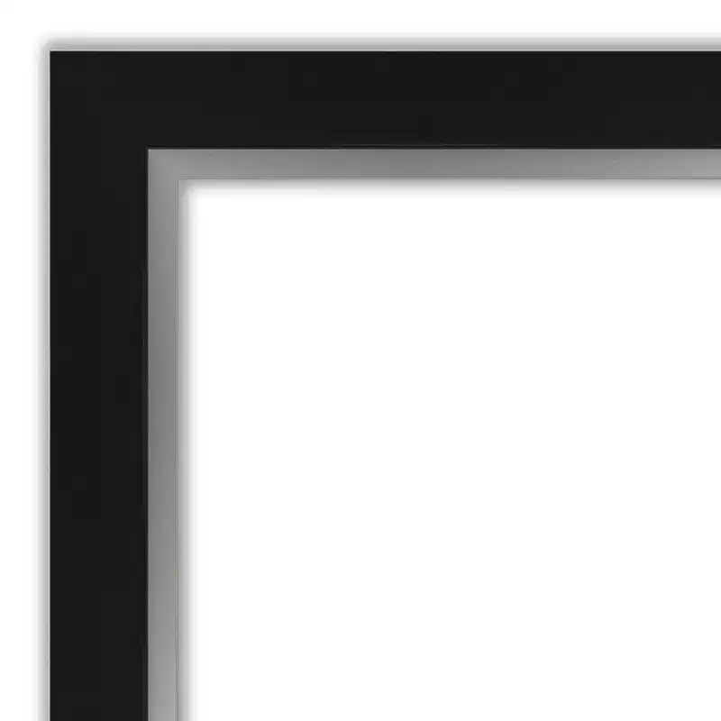 42" x 30" Non-Beveled Bathroom Wall Mirror Black -: Modern Rectangle, Wall Mount