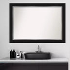 42" x 30" Non-Beveled Bathroom Wall Mirror Black -: Modern Rectangle, Wall Mount