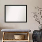 30" x 24" Non-Beveled Narrow Bathroom Wall Mirror Black -: Includes Mounting Hardware, Polystyrene Frame