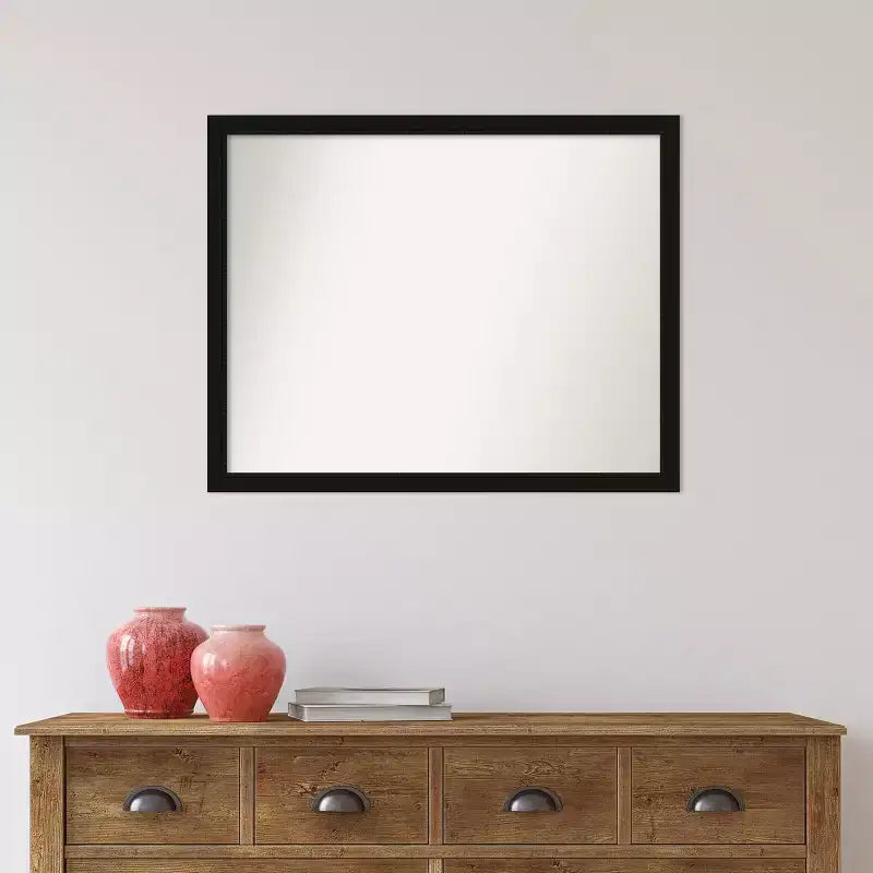 30" x 24" Non-Beveled Narrow Bathroom Wall Mirror Black -: Includes Mounting Hardware, Polystyrene Frame