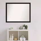 30" x 24" Non-Beveled Narrow Bathroom Wall Mirror Black -: Includes Mounting Hardware, Polystyrene Frame