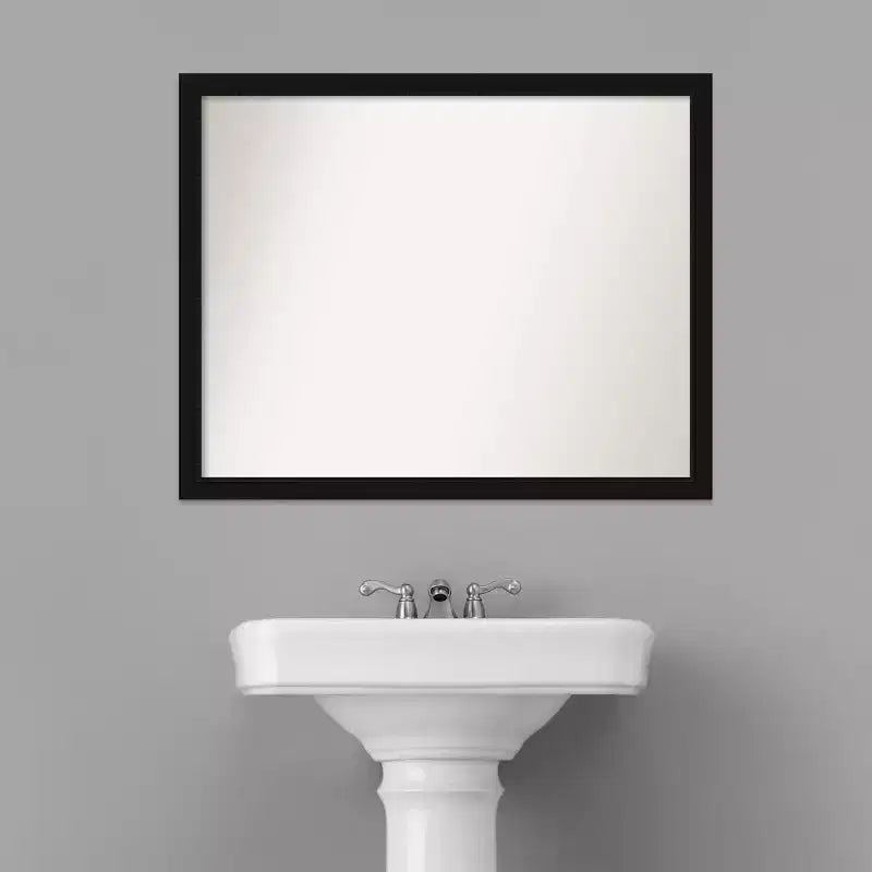30" x 24" Non-Beveled Narrow Bathroom Wall Mirror Black -: Includes Mounting Hardware, Polystyrene Frame