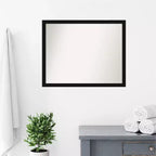 30" x 24" Non-Beveled Narrow Bathroom Wall Mirror Black -: Includes Mounting Hardware, Polystyrene Frame