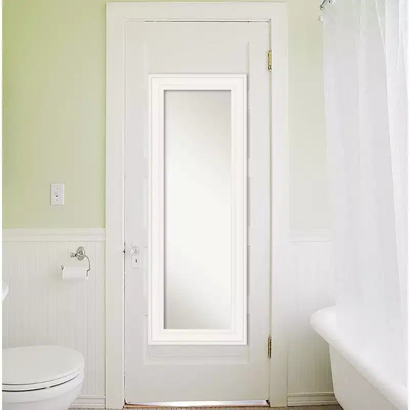 20" x 54" Non-Beveled White Full Length on The Door Mirror -: Polystyrene Frame, Includes Mounting Hardware