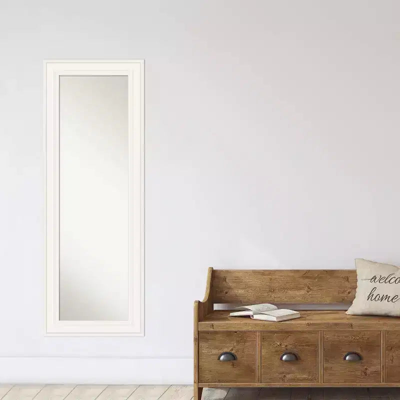20" x 54" Non-Beveled White Full Length on The Door Mirror -: Polystyrene Frame, Includes Mounting Hardware