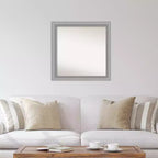 31" x 31" Non-Beveled Polished Nickel Wall Mirror, Square Framed, Modern Decor