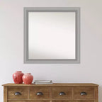 31" x 31" Non-Beveled Polished Nickel Wall Mirror, Square Framed, Modern Decor