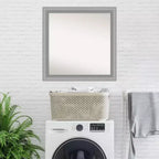 31" x 31" Non-Beveled Polished Nickel Wall Mirror, Square Framed, Modern Decor