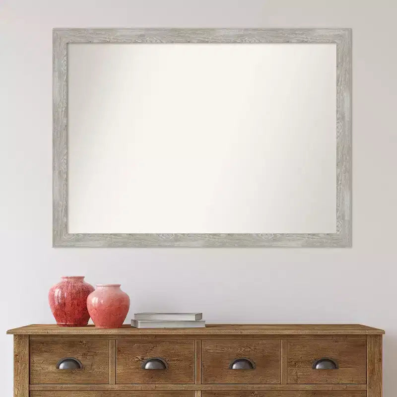 42" x 31" Non-Beveled Narrow Bathroom Wall Mirror Gray Wash -: Wall Mounted, Polystyrene Frame