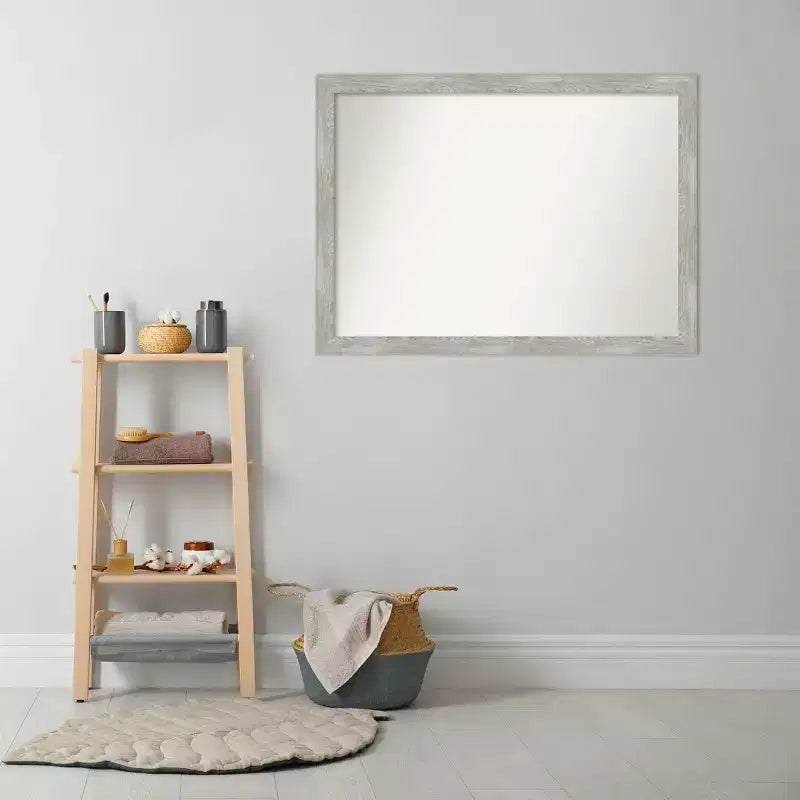 42" x 31" Non-Beveled Narrow Bathroom Wall Mirror Gray Wash -: Wall Mounted, Polystyrene Frame