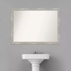 42" x 31" Non-Beveled Narrow Bathroom Wall Mirror Gray Wash -: Wall Mounted, Polystyrene Frame