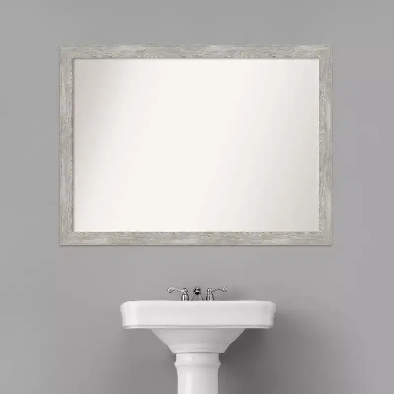 42" x 31" Non-Beveled Narrow Bathroom Wall Mirror Gray Wash -: Wall Mounted, Polystyrene Frame