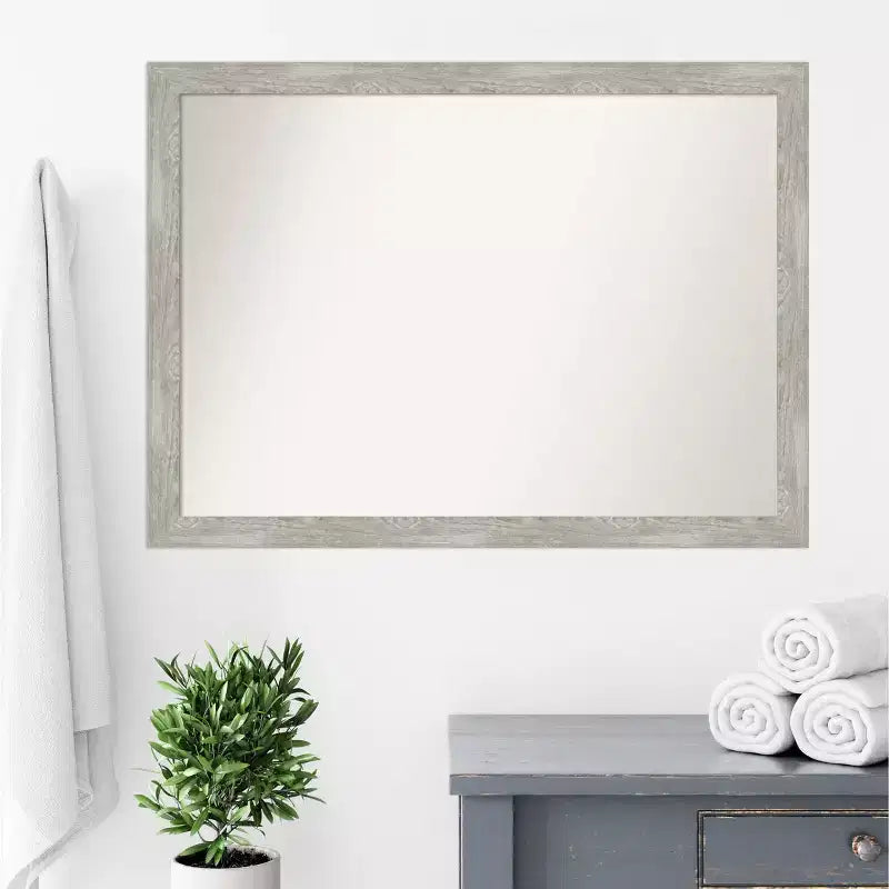 42" x 31" Non-Beveled Narrow Bathroom Wall Mirror Gray Wash -: Wall Mounted, Polystyrene Frame