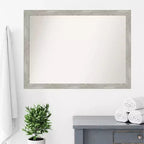 42" x 31" Non-Beveled Narrow Bathroom Wall Mirror Gray Wash -: Wall Mounted, Polystyrene Frame