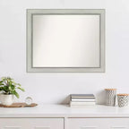 32" x 26" Silver Patina Wall Mirror: Modern Rectangle, Includes Mounting Hardware