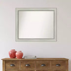 32" x 26" Silver Patina Wall Mirror: Modern Rectangle, Includes Mounting Hardware