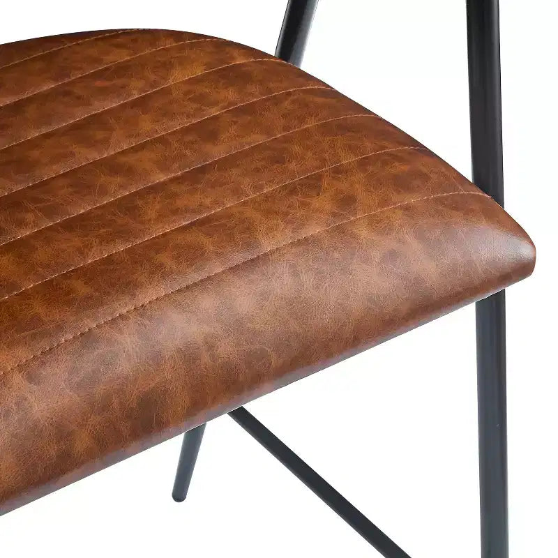 26-inch faux leather bar stool with metal frame, footrest, brown