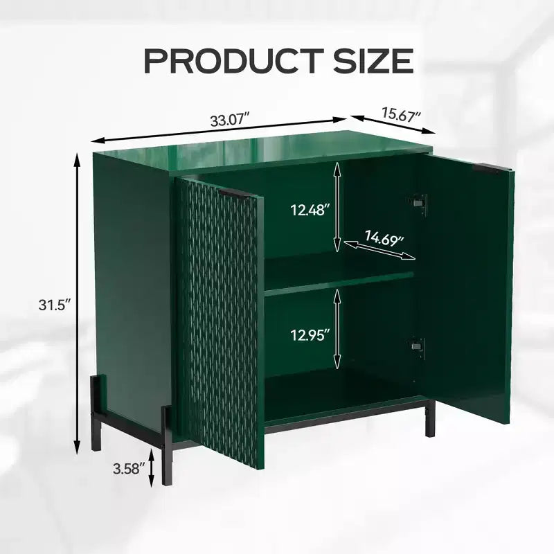 31.5 in. 2-Door Wooden Accent Decorative Storage Cabinet with 3 Adjustable Shelf