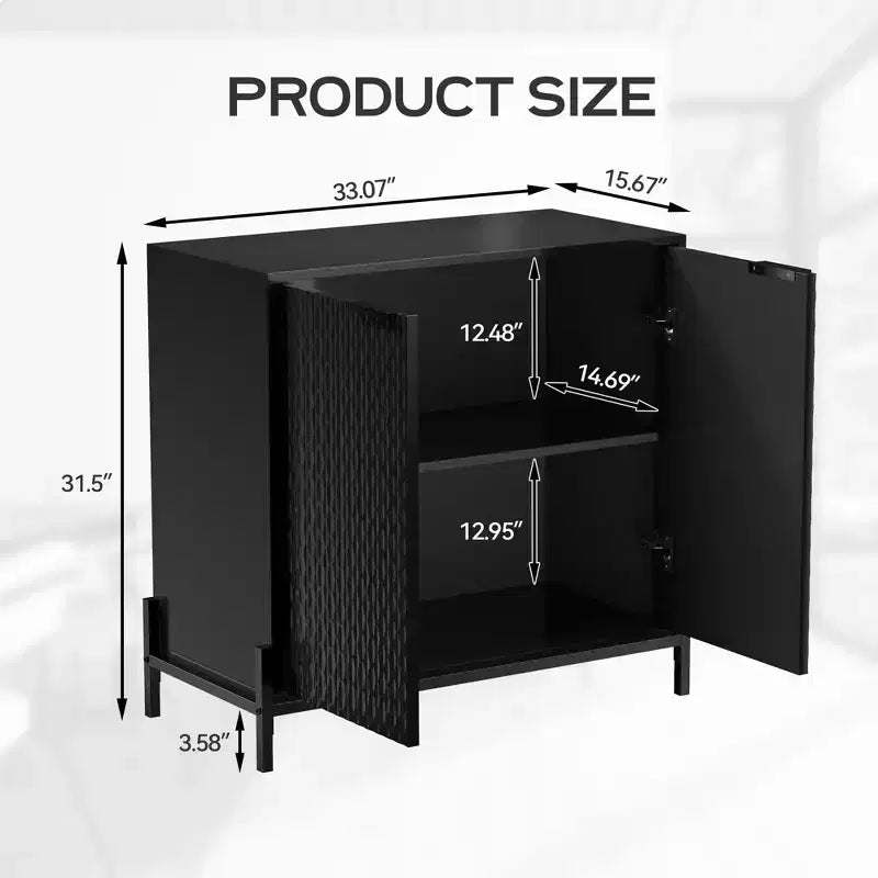 31.5 in. 2-Door Wooden Accent Decorative Storage Cabinet with 3 Adjustable Shelf